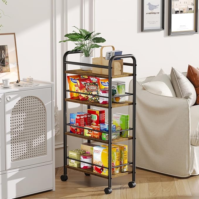 Slim Storage Cart, 4-Tier Small Rolling Cart - Image 3
