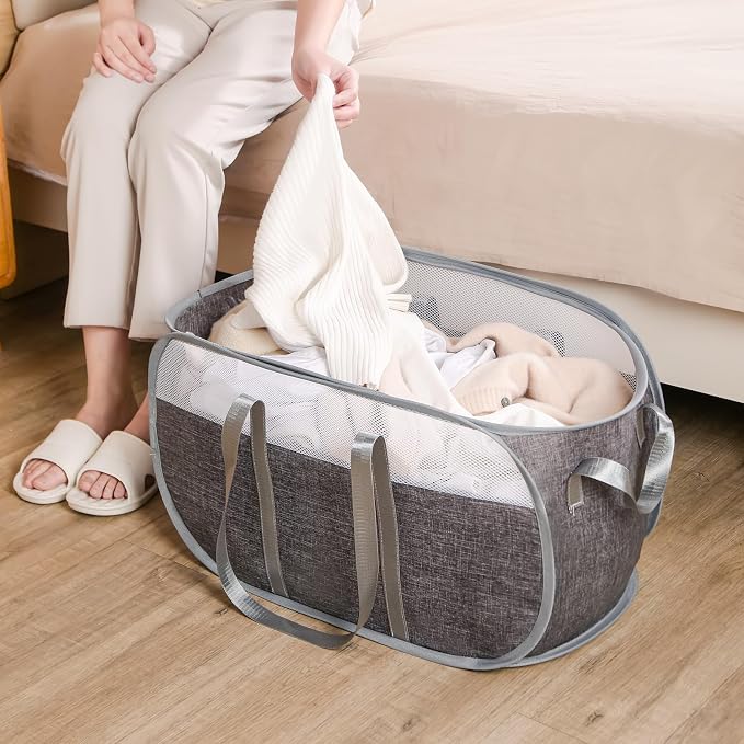 Pop-Up Laundry Basket，collapsible Mesh Laundry Hamper– - Image 2