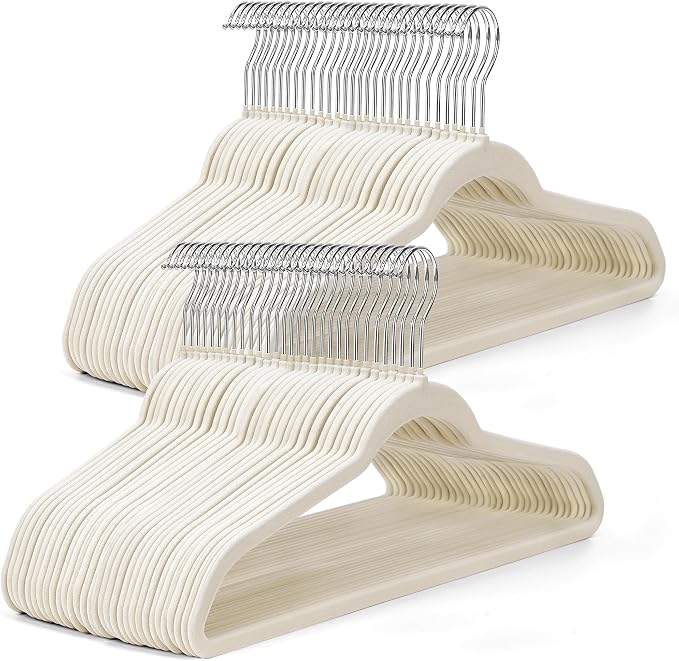 HOUSE DAY Ivory Velvet Hangers 50 Pack by HOUSEDAY