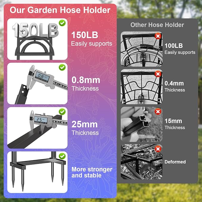 OLV Hose Holder Holds 150-ft Water Pipe, Outdoor Freestanding Heavy Duty Water - Image 3