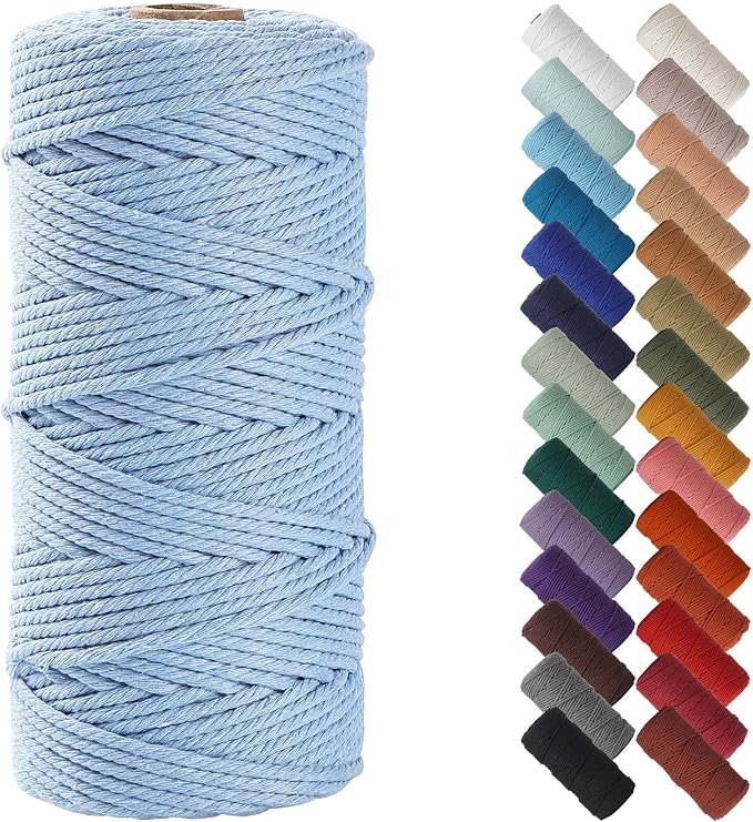 NOANTA Baby Blue Macrame Cord 3mm x 109yards, Colored Macrame Rope, Cotton Rope by NOANTA