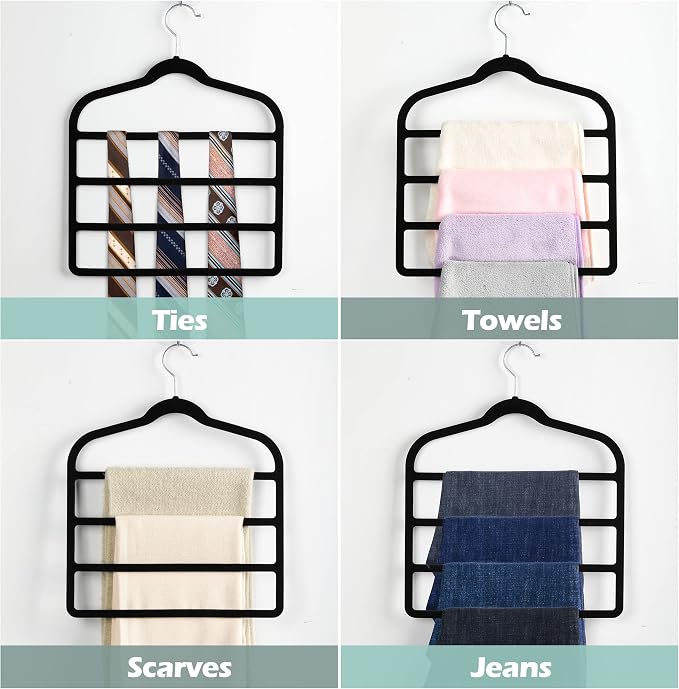 Velvet Pants Clothes Hanger Space Saving Non Slip Pants Shorts Hanger, - Image 3