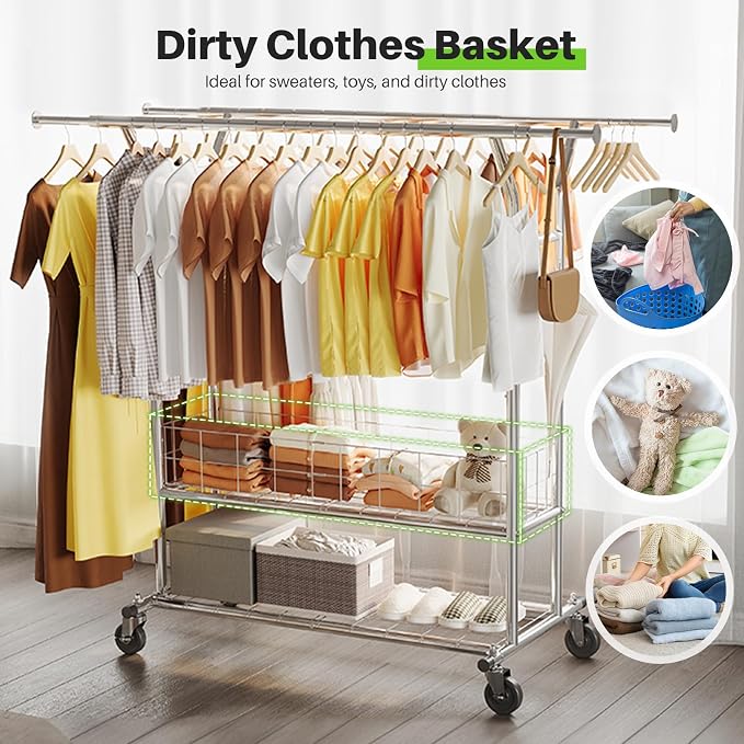 HOKEEPER Heavy Duty Clothes Rack Load 635 LBS, Clothing Rack - Image 7