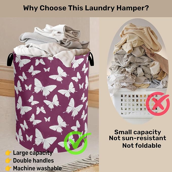 Purple Butterfly Silhouette Laundry Basket - Image 3