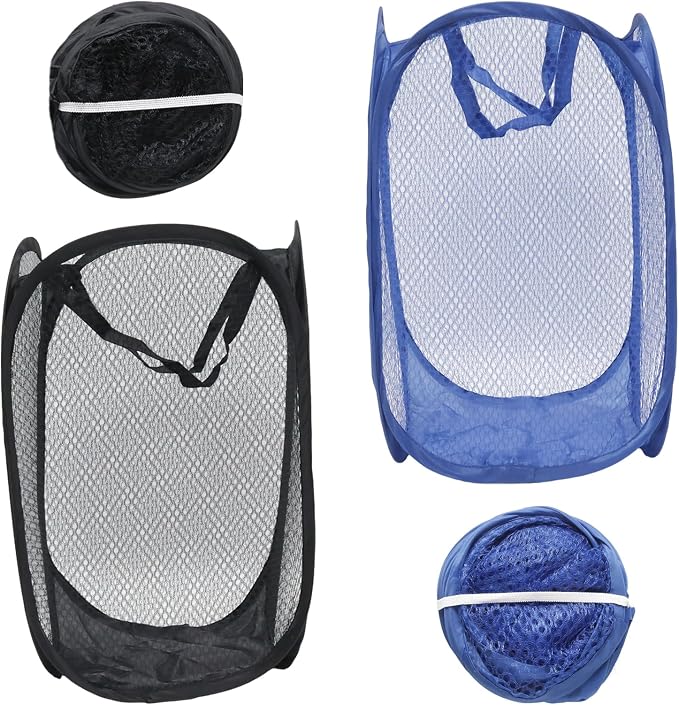 2Pcs Popup Mesh Laundry Baskets, Collapsible and Portable Laundry Hamper by Unknown