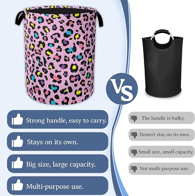 Colorful Leopard Print Laundry Basket, Oxford Cloth Cute Laundry Hamper - Image 3