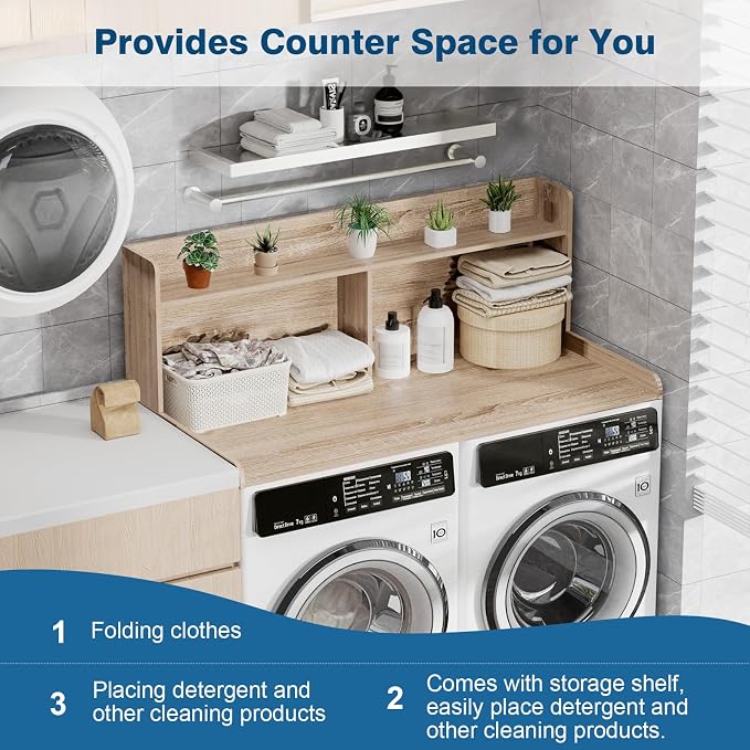 Washer Dryer Countertop with Shelf 54" W x 27.5" L Laundry countertop - Image 3