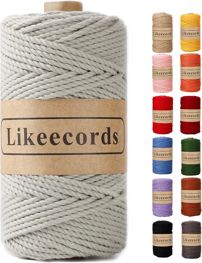Cotton Macrame Cord 3mm x 100m, 3 Strand Twisted, Macrame Rope, Macrame String by Likeecords