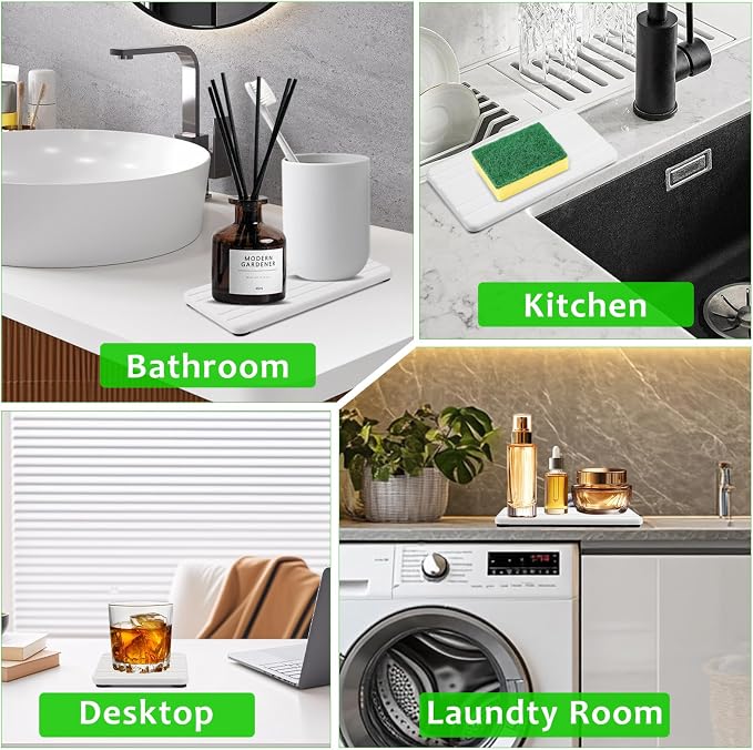 2PCS Stone Drying Tray, Water Absorbing Stone Tray, Countertop Fast Drying - Image 5