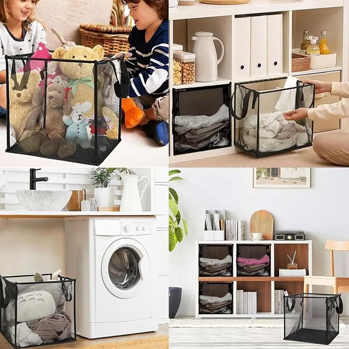 4 Pack Popup Laundry Hamper, Small Collapsible Mesh Laundry Baskets Dirty - Image 7