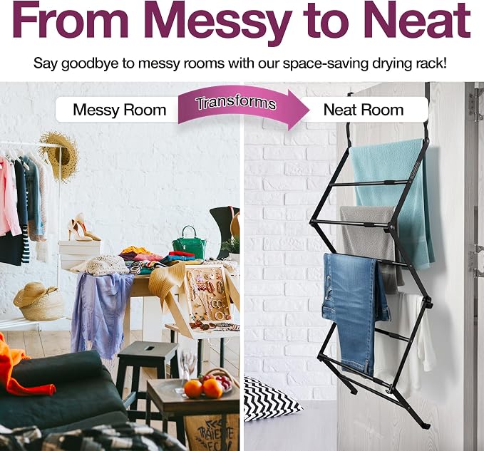 BLACK+DECKER Over The Door Expandable Telescopic Drying Rack, Clothes Organizer - Image 8