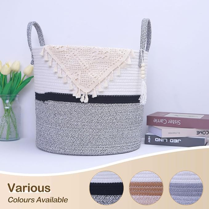 Woven Storage Basket with Handle, Nursery Hamper in Baby Nursery&Bathroom - Image 4