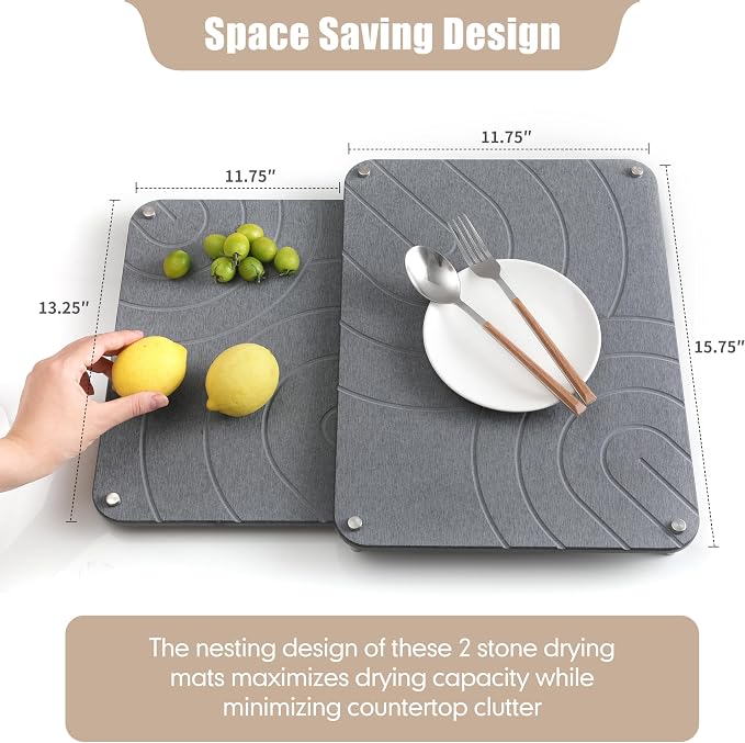 CZWL&HG 2 PCs Stone Dish Drying Mats - Image 3