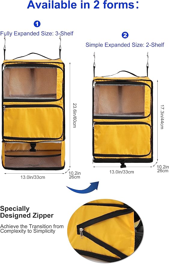 ELEZAY Hanging Packing Cubes Portable Closet 3-Shelf Travel Collapsible - Image 4