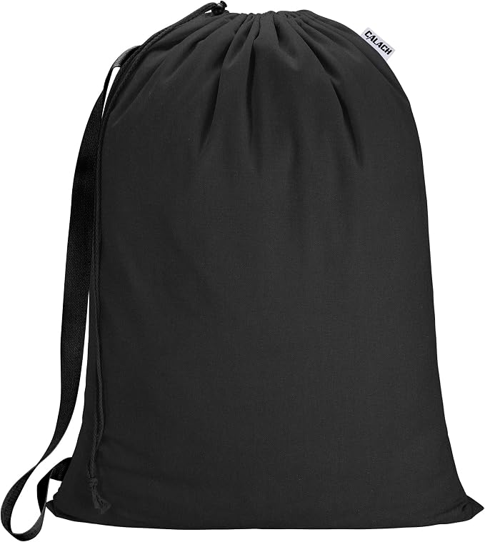 Canvas Laundry Bag with shoulder Strap 24"W x 29"H, Large Drawstring Dirty by CALACH