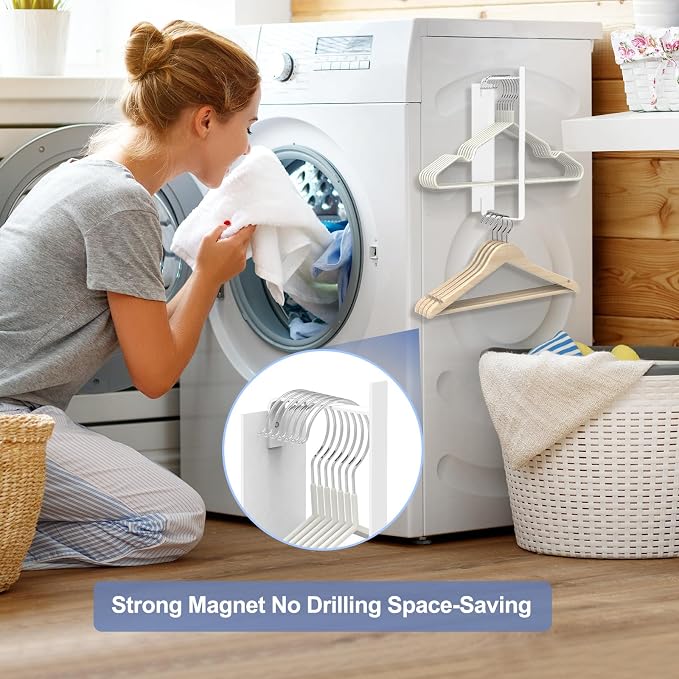 2 Pack Magnetic Hanger Holder for Laundry Room, Space-Saving Hanger Organizer - Image 2