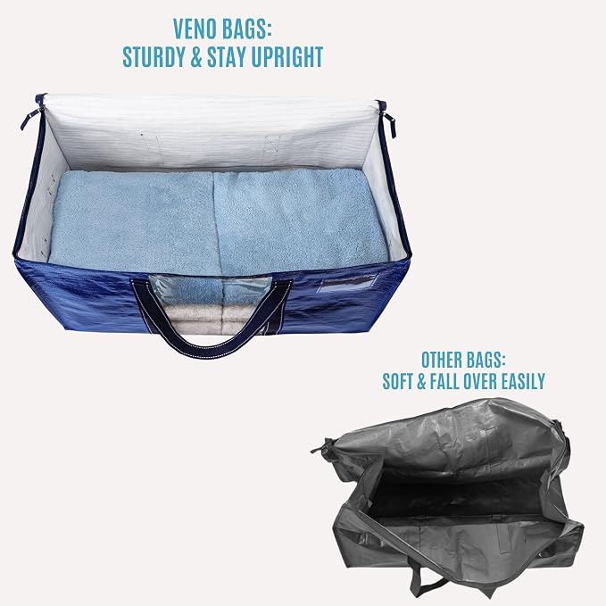 VENO 4 Pack Moving Bags with Clear Window, Heavy Duty Storage Bins with Lid - Image 7
