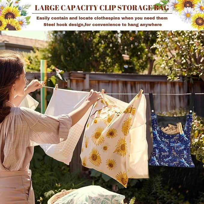 Galaxy Dragonfly Print Handy Laundry Clothespin Bag Holds 100 Medium-Sized - Image 6