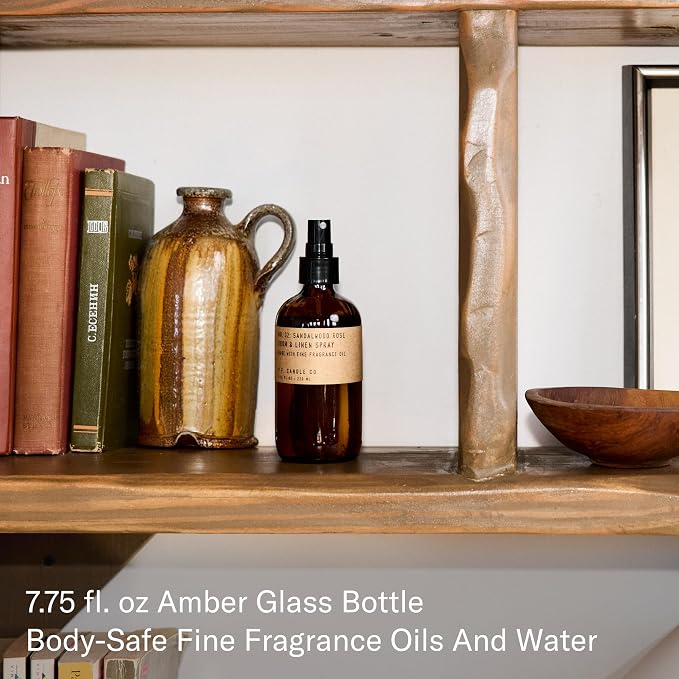 P.F. Candle Co. Sandalwood Rose Scented Room & Linen Spray Amber Glass Bottle - Image 3