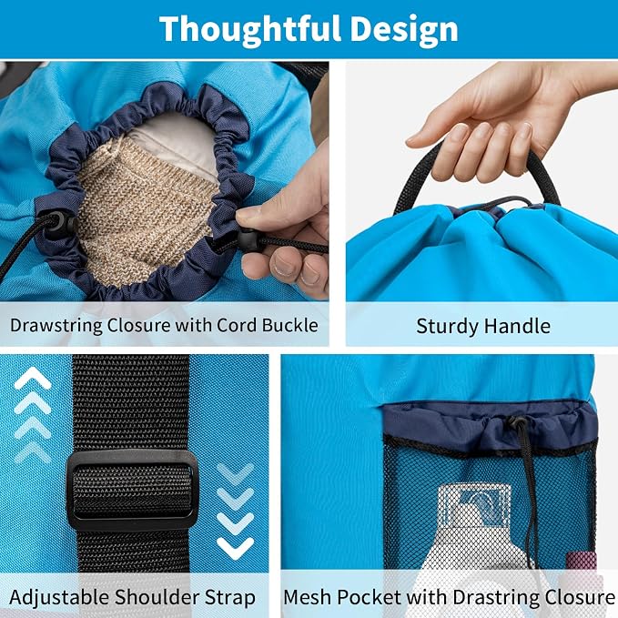 Laundry Bag Backpack with 3 Sizes Mesh Wash Bags and Shoulder Straps Foldable - Image 9