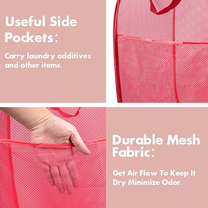 DUCOO Pop Up Hamper, Foldable Mesh Laundry Basket - Image 4
