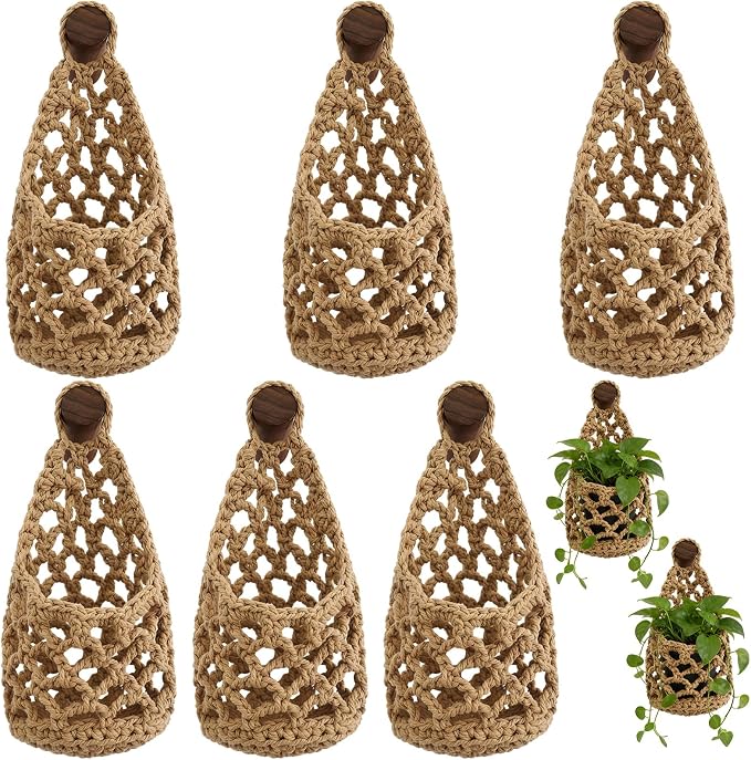 6 Pk Wall Planters for Indoor Macrame Plant Hanger Boho Wall Mounted Flower by Unknown