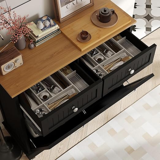 20 Gallon Double Wooden Kitchen Trash Can Cabinet - Image 5