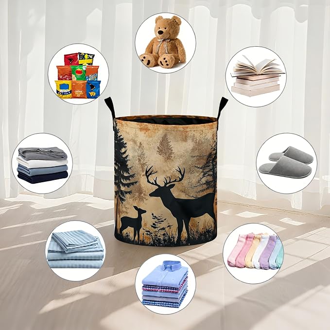 Forest Deer Laundry Basket Laundry Hamper - Image 4