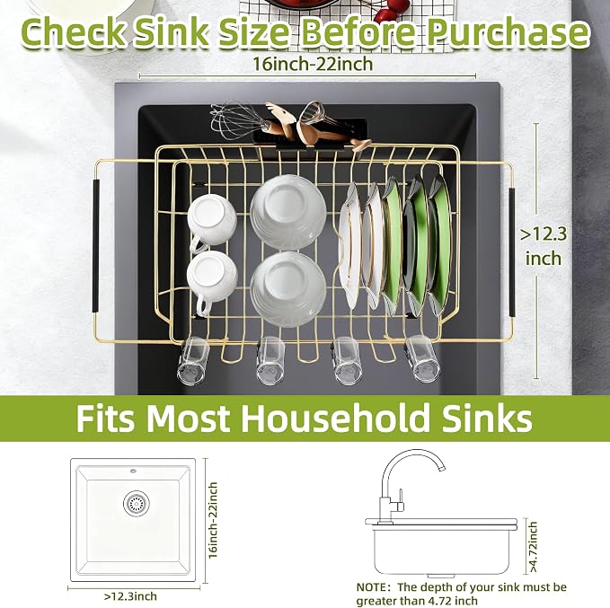 Golden Expandable Dish Drying Rack - Image 3