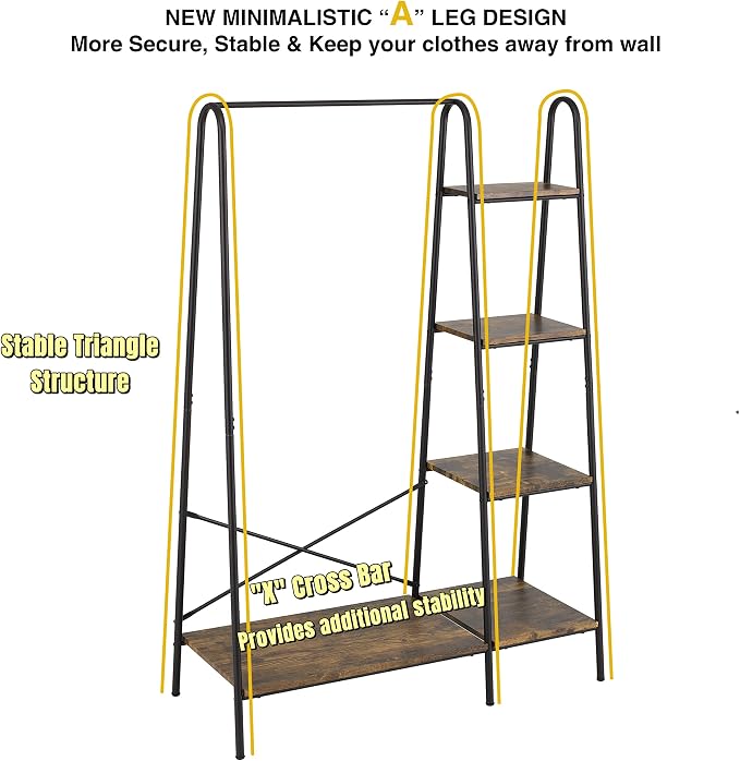 Finnhomy Rustic Clothes Rack, Clothing Rack - Image 6