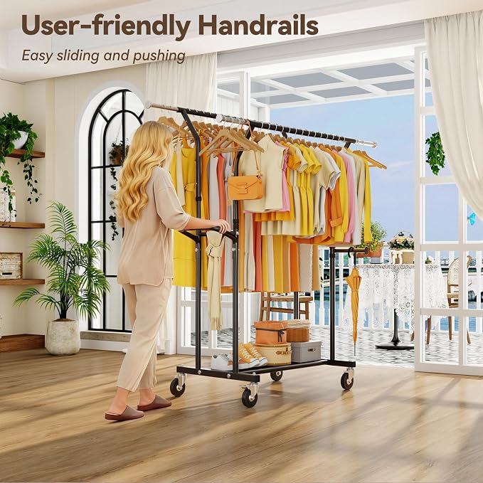 800LBS Heavy Duty Clothes Rack: Rolling Clothing Rack - Image 5