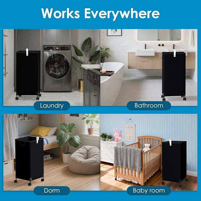 Laundry Basket With Wheels 105L, Large Rolling Laundry Hamper With Removable Bag - Image 6