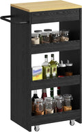 IRONCK Wood Storage Cart 15.8" W, 4 Tier Rolling Kitchen Cart on Wheels by IRONCK