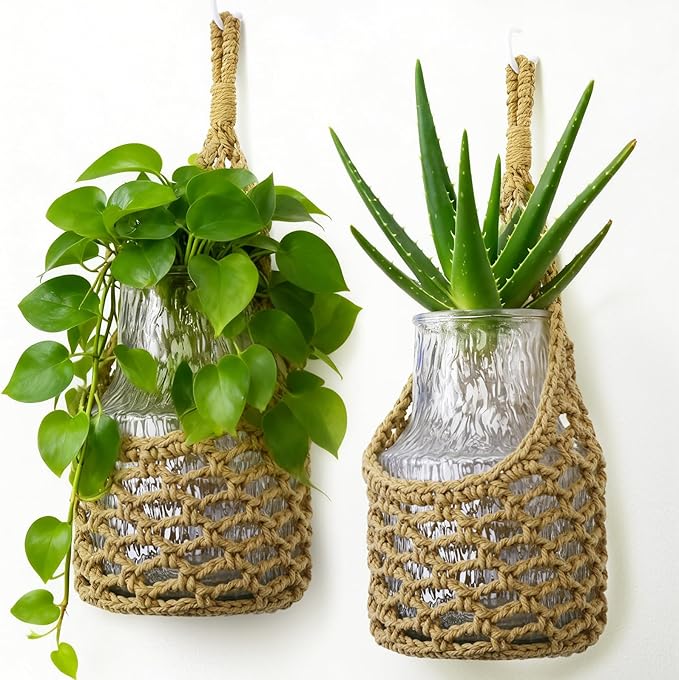 Macrame Wall Plant Hanger, Hanging Planter Basket Holder, Wall Planters by Unknown