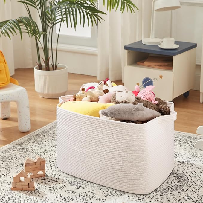 108L Extra Large Blanket Basket, 24.8" x 16.2" x 16.2" Rectangle Woven Storage - Image 5