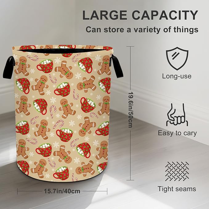 Christmas Candy Laundry Basket Storage Bin Foldable Laundry Hamper Clothes - Image 3