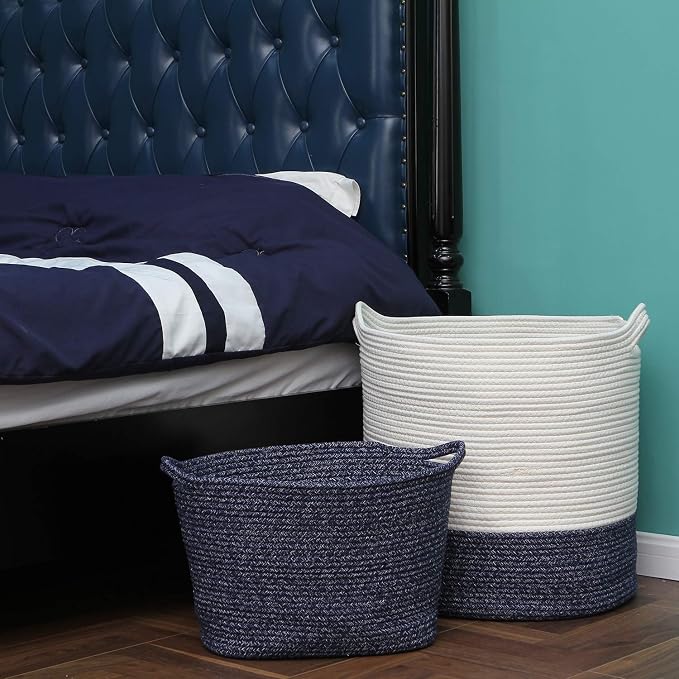 Sea Team 2-Pack Oval Cotton Rope Woven Storage Basket - Image 3