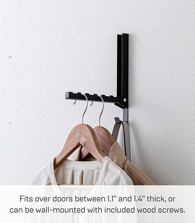 YAMAZAKI Home Smart Over The Door Coat Hook Organizer Collapsible Foldable Rack - Image 6