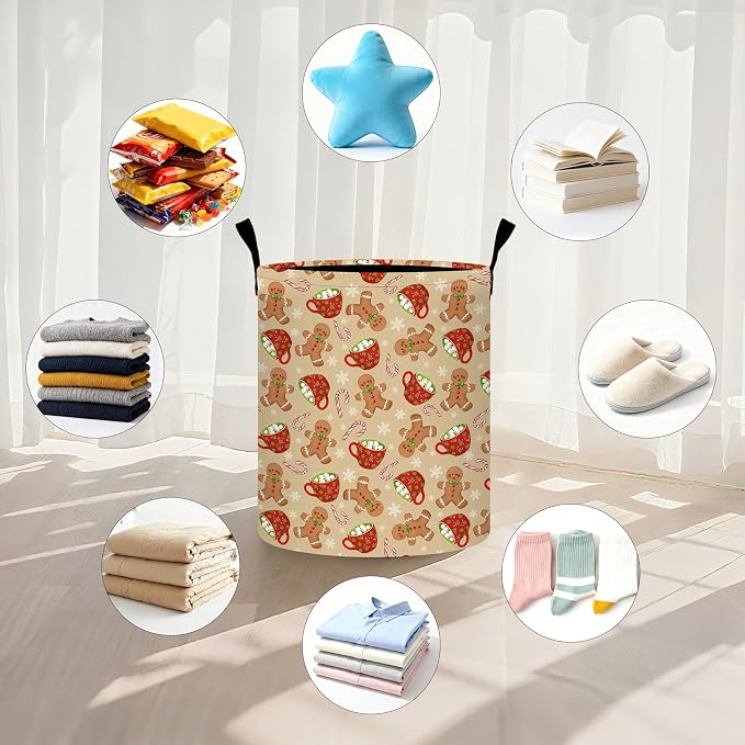 Christmas Candy Laundry Basket Storage Bin Foldable Laundry Hamper Clothes - Image 5
