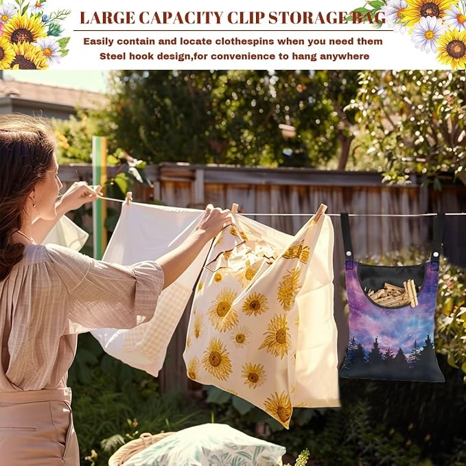 Galaxy Tree Clothesline Peg Organizer Storage Bags Dust-Proof Clothes Pin - Image 5