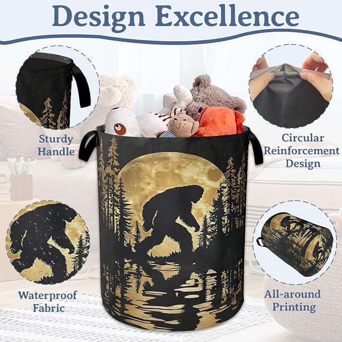 Big foot Laundry Basket, Oxford Cloth Forest Moon Laundry Hamper - Image 4