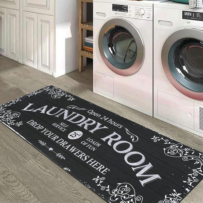 Lahome Remi Farmhouse Laundry Room Rug Runner 20"x59" Laundry Rugs and Mats by Lahome