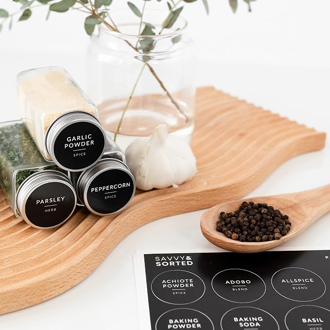 SAVVY & SORTED Spice Labels, 140 Round Waterproof Kitchen Labels - Image 8