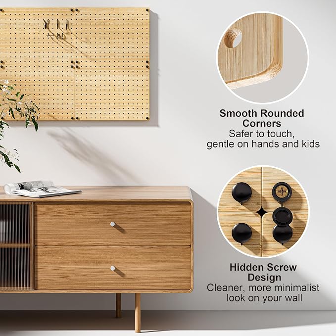 VOIMO Bamboo Pegboard Organizer Set, 6 Panels - Image 2