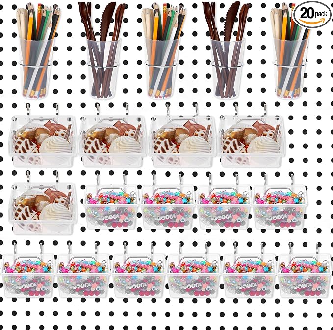 20 Pcs Pegboard Bins and Cups by Unknown