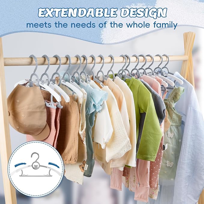 Baby Hangers 60PCS for Closet Adjustable Kids Hangers, Stackable and Extendable - Image 6