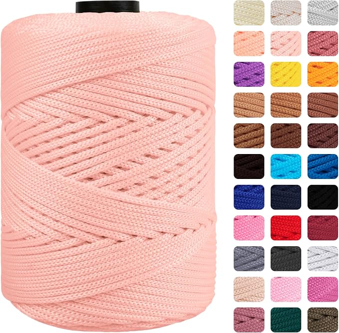 CAMAL Polypropylene Cord 3mm 185 Yards Colorful Polyester Yarn Handmade by CAMAL
