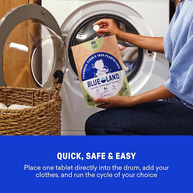 BLUELAND Laundry Detergent Tablets, Plastic-Free Eco-Friendly Pods, Liquid - Image 8