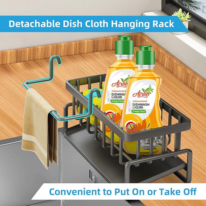 Sponge Holder for Kitchen Sink, Self-Drainage Kitchen Sink Caddy, Rustproof - Image 2