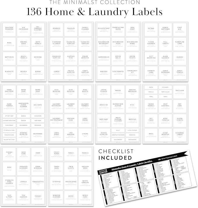 Laundry Labels for Jars, 136 Preprinted Home and Laundry Stickers for Storage - Image 4